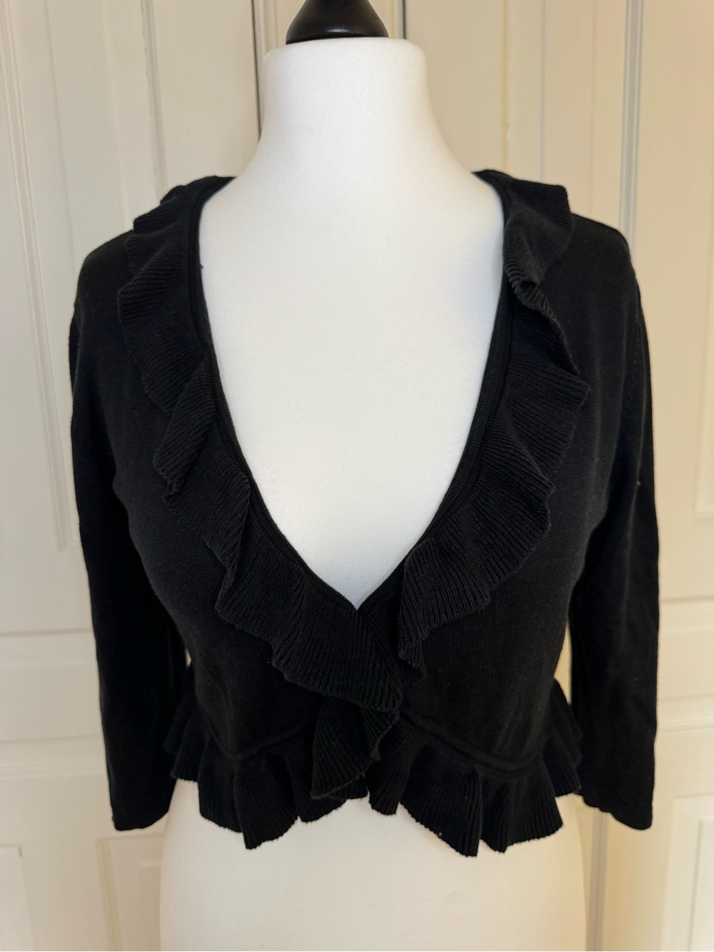 Women's Black Ruffled Shrug